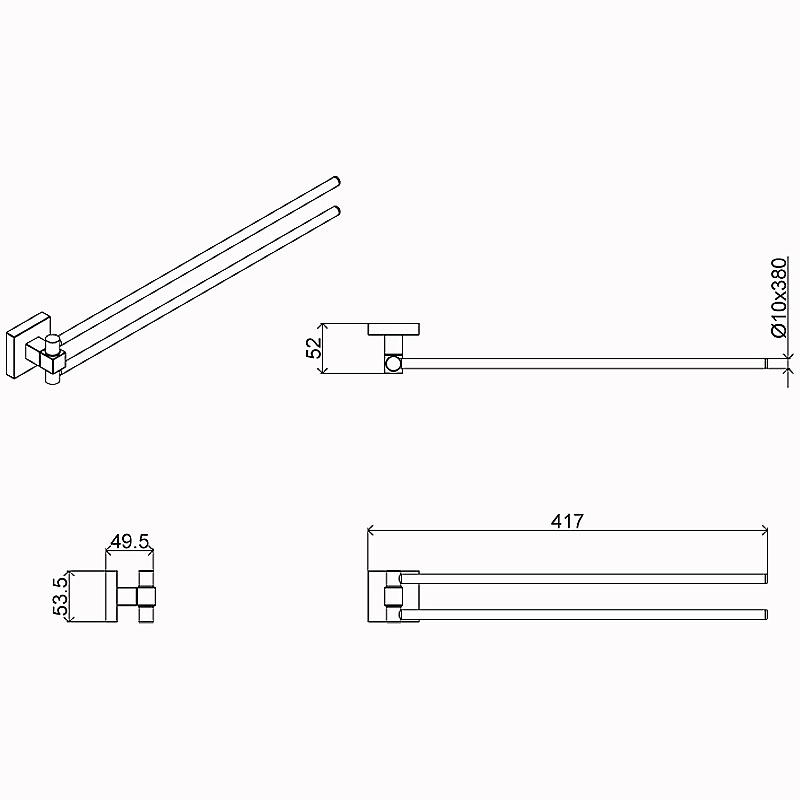 Полотенцедержатель Azario RINA AZ-87002A хром купить в интернет-магазине сантехники Sanbest