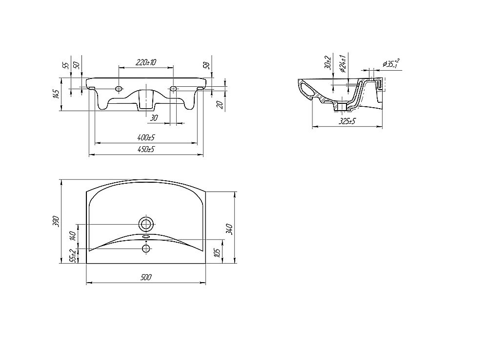 Раковина на пьедестале Cersanit CARINA 50 белая купить в интернет-магазине Sanbest