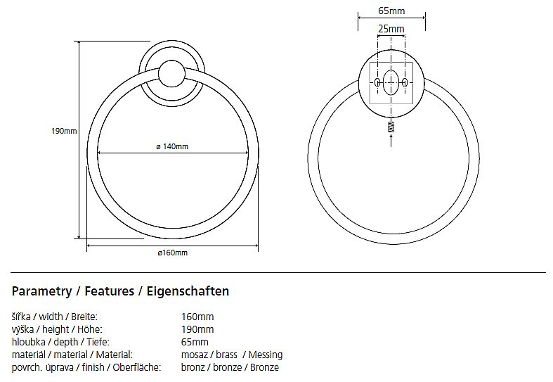 Кольцо для полотенец Bemeta Retro 144104067 купить в интернет-магазине сантехники Sanbest