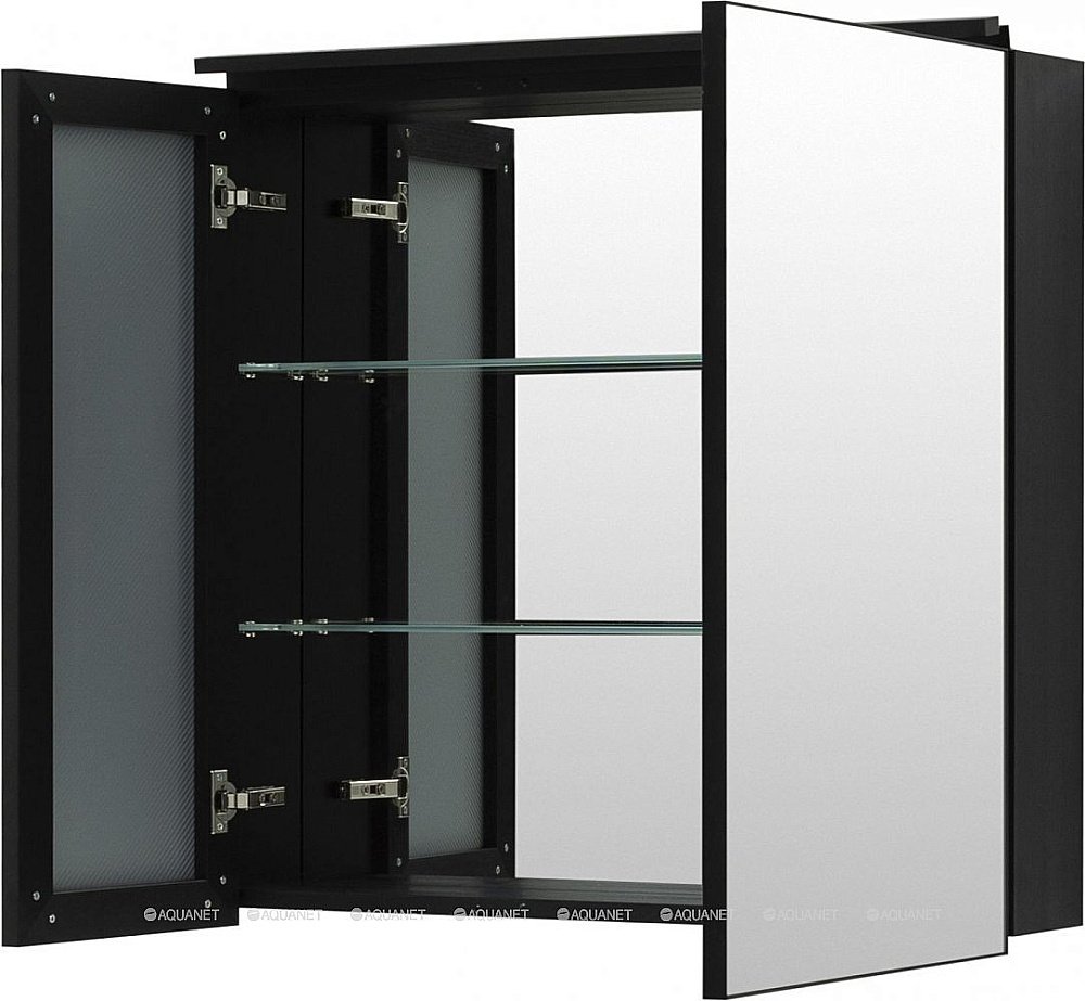 Зеркальный шкаф De Aqua Алюминиум 261759 80 черный купить в интернет-магазине сантехники Sanbest