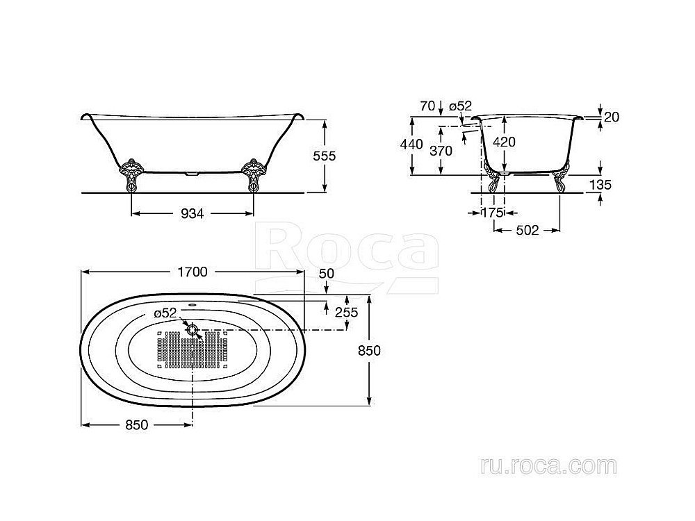 Ванна Roca Newcast 233650004 170x85 купить в интернет-магазине Sanbest