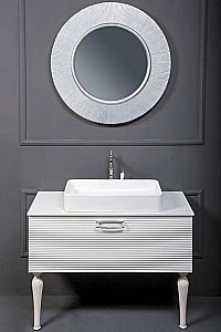 Тумба с раковиной Armadi Art Vallessi Avantgarde Linea 80 со столешницей белая с хромом для ванной в интернет-магазине Sanbest