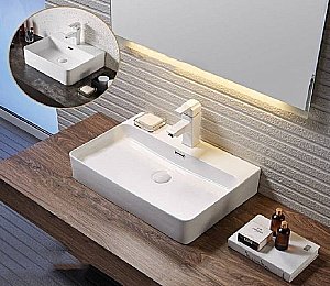 Раковина накладная Ceramalux N 60,5 D1338 белая купить в интернет-магазине Sanbest