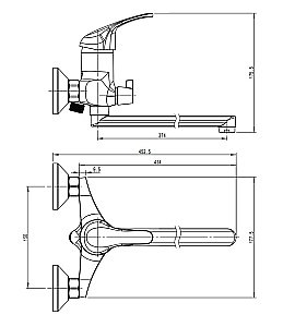 Смеситель для ванны Rush Vrangel VR7114-51 хром купить в интернет-магазине сантехники Sanbest