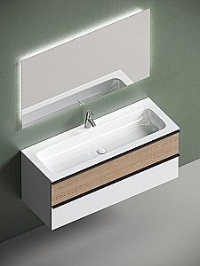 Тумба с раковиной Sancos DELTA DL120W 120 дуб светлый/белый для ванной в интернет-магазине Sanbest