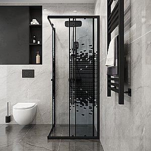 Душевой уголок Niagara Eco NG-1009-14QBLACK 90х90 профиль черный/стекло мозаика купить в интернет-магазине Sanbest