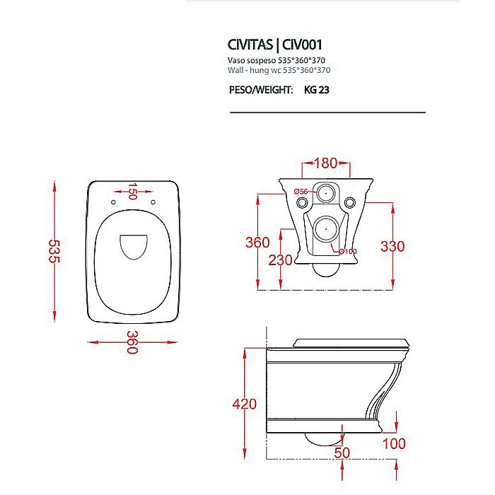 Унитаз подвесной Artceram CIVITAS CIV001 02 00 шампань глянцевый купить в интернет-магазине Sanbest