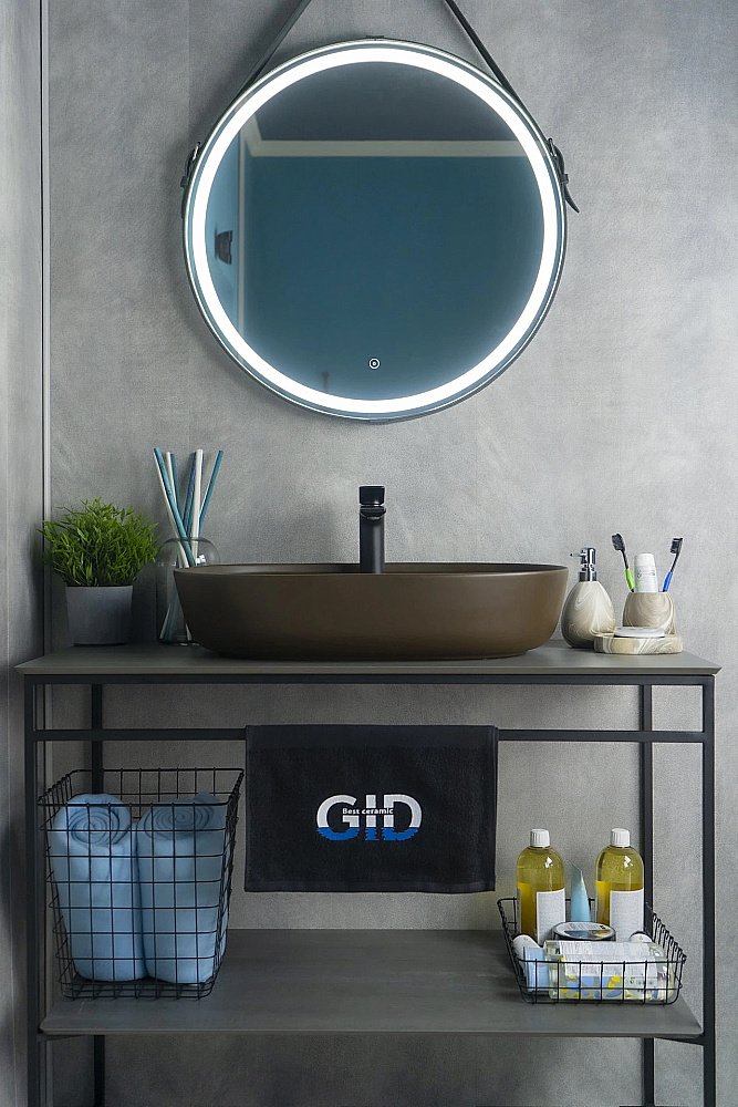 Раковина накладная Gid Lago 61 Br1346 53342 коричневая матовая купить в интернет-магазине Sanbest