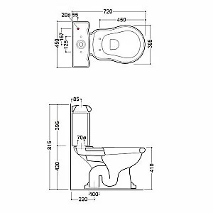 Унитаз напольный Kerasan Retro 1012 с бачком 1081 Белый/кнопка золото купить в интернет-магазине Sanbest
