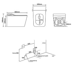 Унитаз подвесной Abber Rechteck AC1215S-AC0101P белый, с крышкой микролифт, с инсталляцией купить в интернет-магазине Sanbest