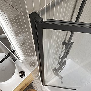 Шторка для ванны BelBagno LUCE-VF-11 90 стекло прозрачное/профиль черный купить в интернет-магазине Sanbest