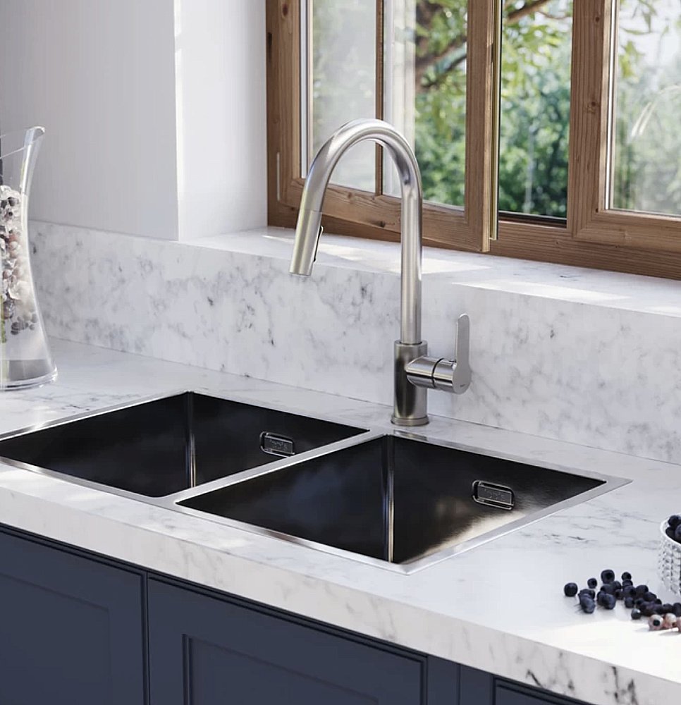 Смеситель для кухни Iddis Сuba CUBSTP0i05 сталь купить в интернет-магазине сантехники Sanbest