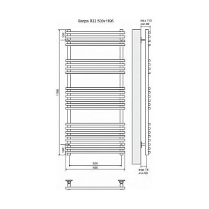 Полотенцесушитель электрический Terminus Ватра П22 500x1196 левый/правый купить в интернет-магазине сантехники Sanbest