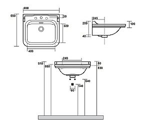Раковина на пьедестале Kerasan Waldorf 60 417001bi+4140K1bi/cr*1 белая, заглушка хром купить в интернет-магазине Sanbest