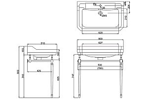Консоль с раковиной Burlington Edwardian B18 3TH 80 шлифованный никель для ванной в интернет-магазине сантехники Sanbest