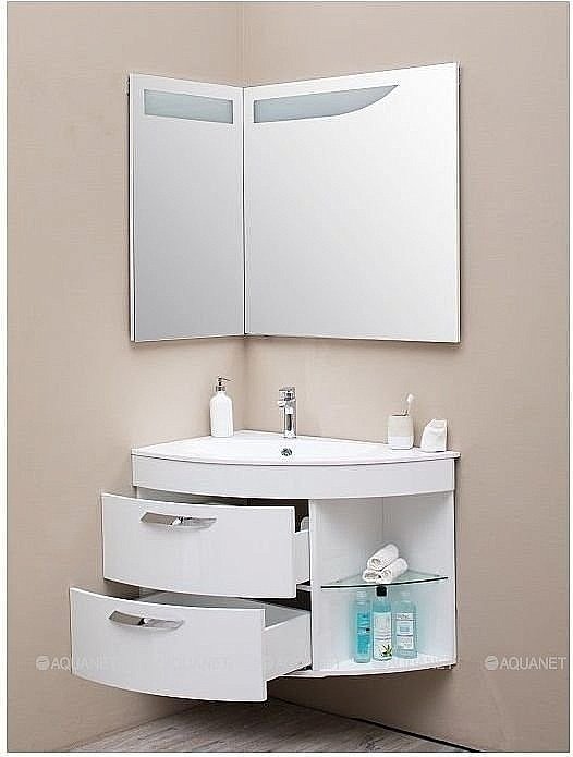 Зеркало De Aqua Трио Люкс 90 L/R белый в ванную от интернет-магазине сантехники Sanbest