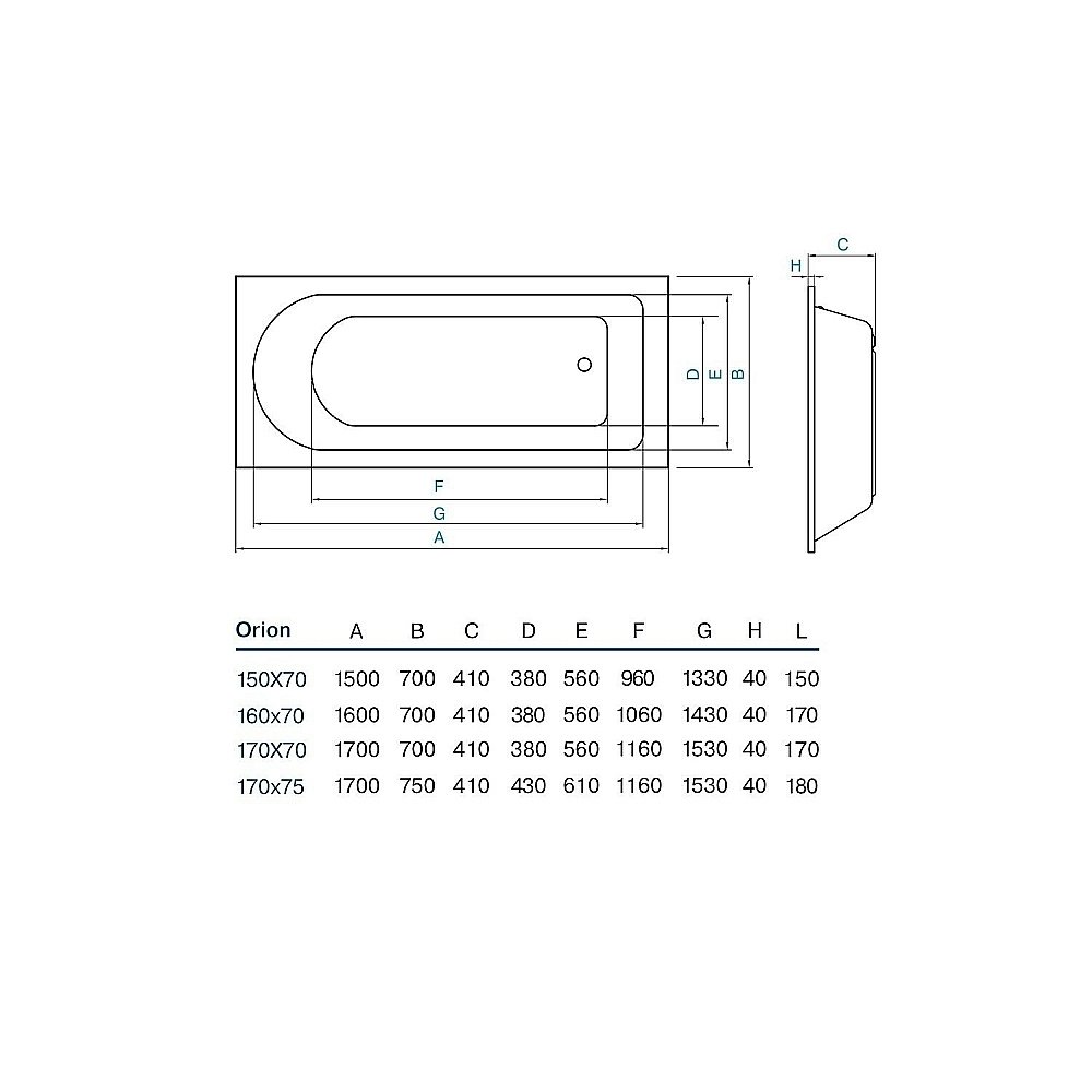 Ванна акриловая Koller Pool Orion 160x70 ORION160X70 белая купить в интернет-магазине Sanbest