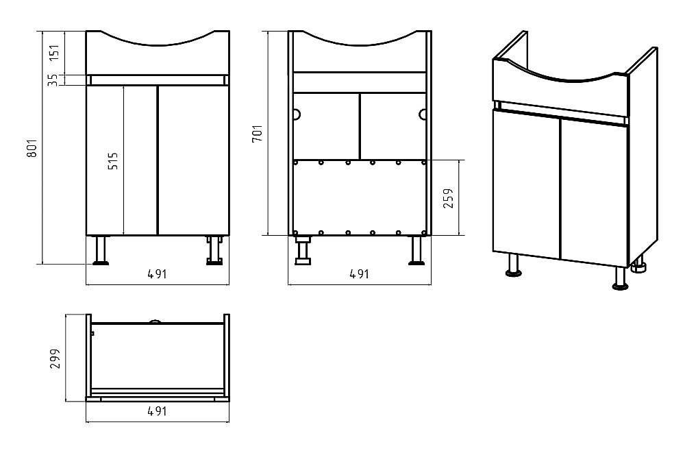 Тумба с раковиной Misty Поло - 50 О-Пол07060-0142ДП светлое дерево/графит для ванной в интернет-магазине Sanbest