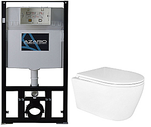 Унитаз подвесной с инсталляцией Azario Uno AZ-8010-1000+AZ-2380 белый, безободковый, с крышкой микролифт купить в интернет-магазине Sanbest