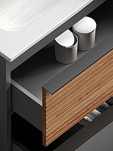 Тумба с раковиной Sancos DELTA DL100RGR + CN7015 100 дуб красный/графит для ванной в интернет-магазине Sanbest