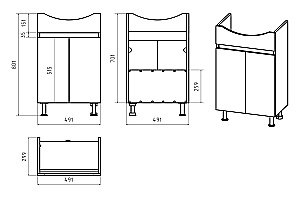 Тумба с раковиной Misty Поло - 50 О-Пол07060-0142ДП светлое дерево/графит для ванной в интернет-магазине Sanbest