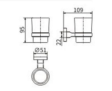 Стакан для зубных щеток CeramaLux Quadro 61902 хром купить в интернет-магазине сантехники Sanbest