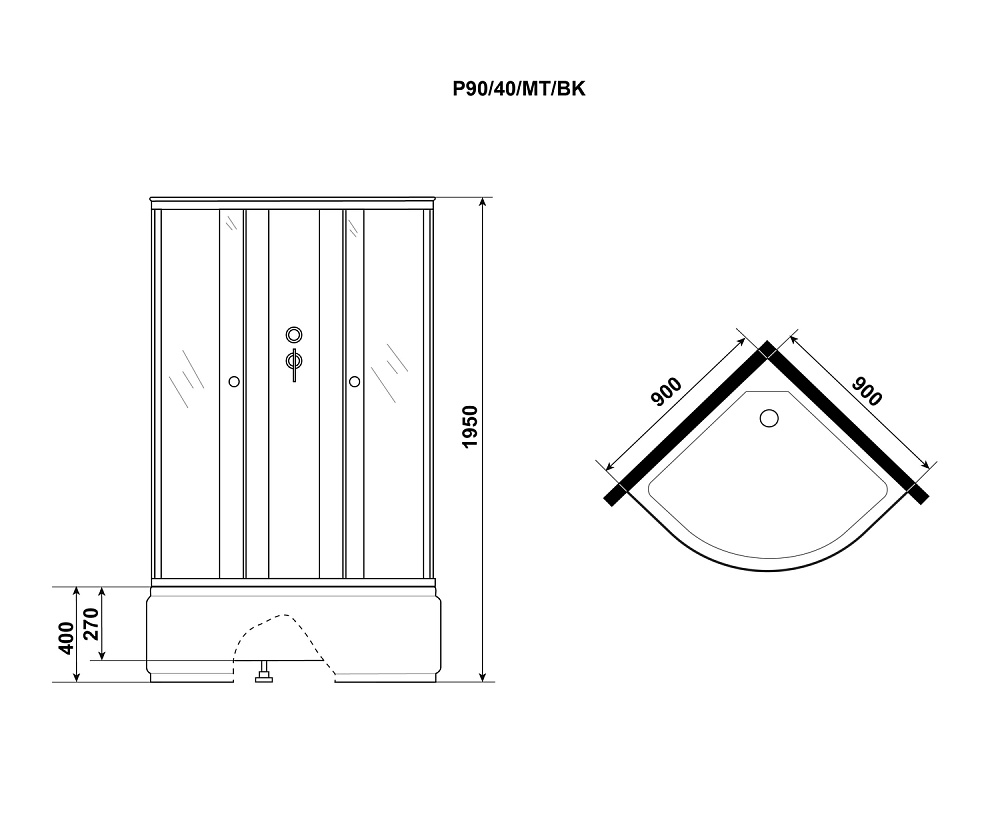 Душевая кабина Niagara Promo P90/40/MT/BK купить в интернет-магазине Sanbest