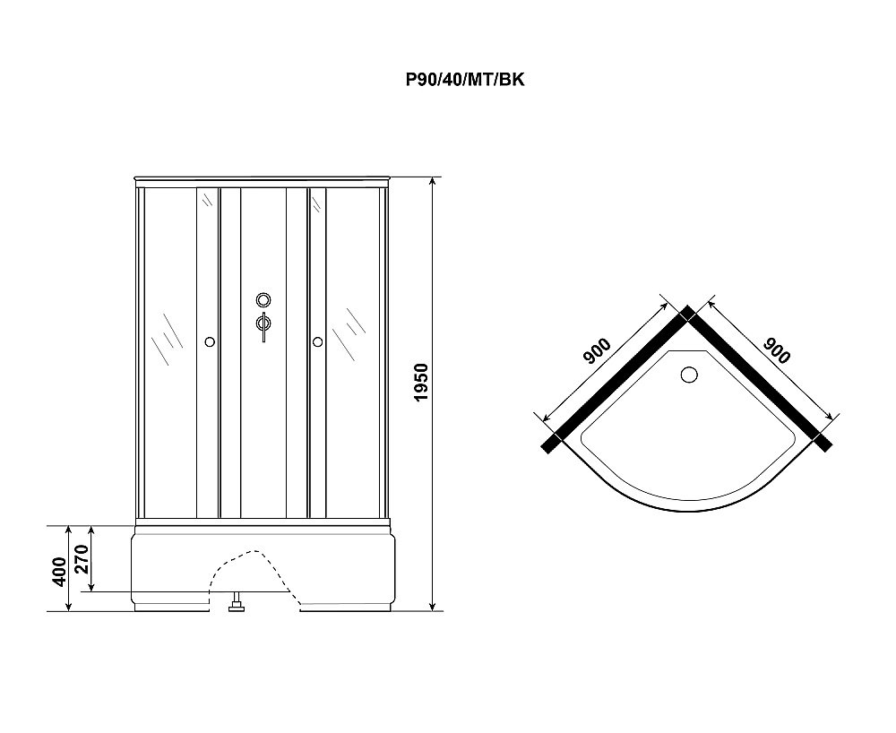 Душевая кабина Niagara Promo P90/40/MT/BK 90х90 купить в интернет-магазине Sanbest