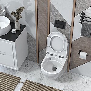 Унитаз подвесной Taliente Amato Vortex AM45005 безободковый, смыв торнадо, с крышкой микролифт, белый купить в интернет-магазине Sanbest