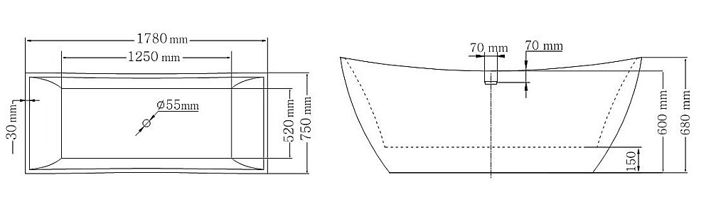 Ванна акриловая Lagard Issa lgd-issa-ts 178х75 белая,серебро купить в интернет-магазине Sanbest