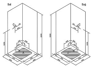 Душевой уголок Vitra ZEST 90x90 черный/прозрачный купить в интернет-магазине Sanbest