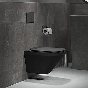 Унитаз подвесной Grossman GR-4440BMS безободковый, с крышкой микролифт, черный матовый купить в интернет-магазине Sanbest