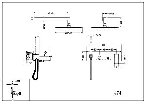 Душевая система Boheme Qubic 474-SGM оружейная сталь купить в интернет-магазине сантехники Sanbest