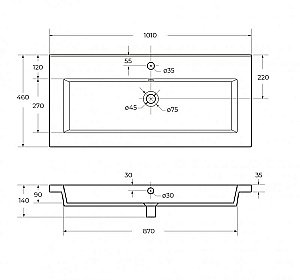 Тумба с раковиной Cezares PLANE 100 PLANE-1000-2C-SO-BL+CZR-8070-100 Bianco Lucido для ванной в интернет-магазине Sanbest