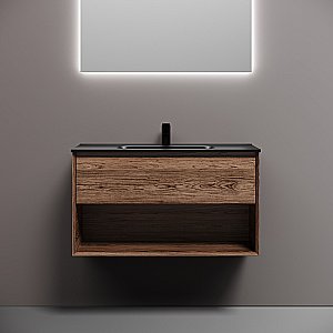 Тумба с раковиной Sancos Marmi 1.0 90 MR1.090ECH дуб чарльстон для ванной в интернет-магазине Sanbest