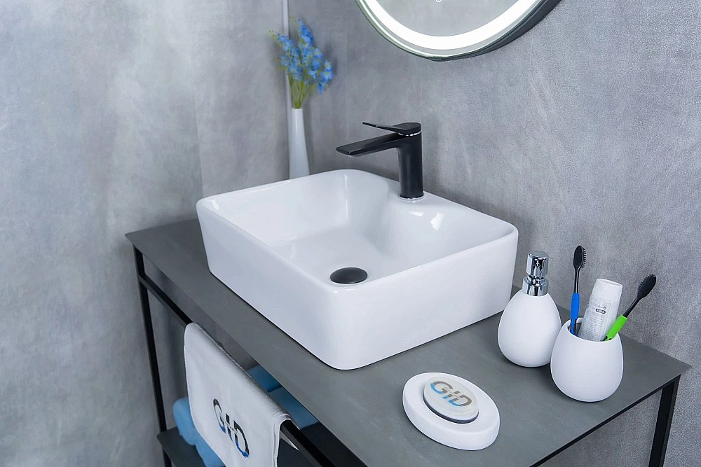 Раковина накладная Gid Geometrico 48 N9091 51176 белая купить в интернет-магазине Sanbest