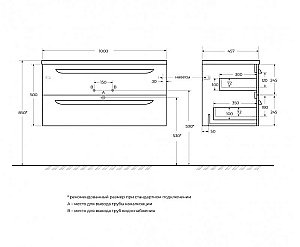 Тумба с раковиной Cezares ECO-CER-N 100 ECO-CER-N-1000-2C-SO-PS-P+CZR-8073-100 Фисташковый софт для ванной в интернет-магазине Sanbest