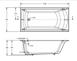 Ванна Jacob Delafon Biove 75x150 купить в интернет-магазине Sanbest