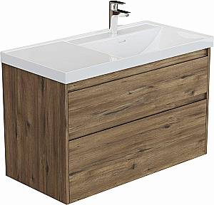 Тумба с раковиной Aquanet Nova Lite 2.0 90 346317+347436 дуб рустикальный, правосторонняя для ванной в интернет-магазине Sanbest