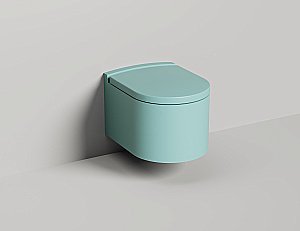 Унитаз подвесной Salini Gemelli 240121KM из искусственного камня S-Stone, безободковый, с крышкой микролифт, белый матовый купить в интернет-магазине Sanbest