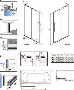 Шторка для ванны Radaway Furo SL Gold PND II 100 стекло прозрачное/профиль золото купить в интернет-магазине Sanbest