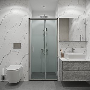 Душевая дверь Niagara Eco 90 NG-631-9A профиль хром/стекло прозрачное купить в интернет-магазине Sanbest