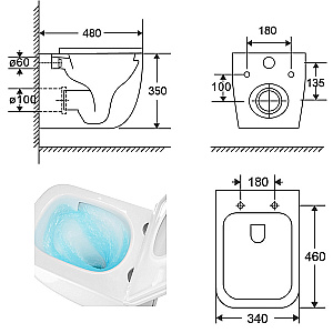 Унитаз подвесной Azario Fote AZ-116-UQ3 белый, безободковый, с крышкой микролифт, слив торнадо купить в интернет-магазине Sanbest