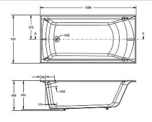Ванна чугунная Jacob Delafon Biove E6D903-0 150х75 купить в интернет-магазине Sanbest