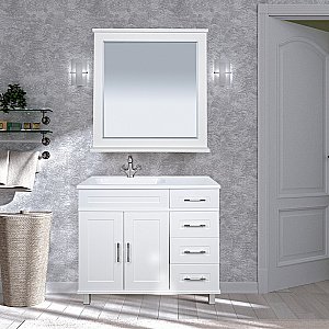 Тумба с раковиной Misty Купер - 90 П-Куп01090-0124Я белая для ванной в интернет-магазине Sanbest