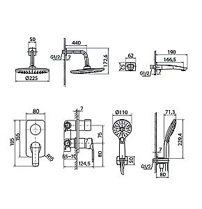 Душевая система Iddis Ray RAYBL03i68 черный матовый купить в интернет-магазине сантехники Sanbest