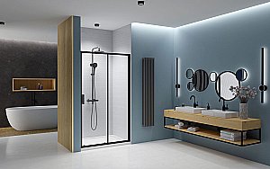 Душевая дверь Radaway Premium Pro Black DWJ 130 стекло прозрачное/профиль черный матовый купить в интернет-магазине Sanbest