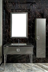 Консоль с раковиной Armadi Art LUCIDO 80 глянцевый графит для ванной в интернет-магазине сантехники Sanbest