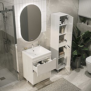 Тумба с раковиной напольная Grossman Виста 58 с 2-я ящ, белый глянец для ванной в интернет-магазине Sanbest