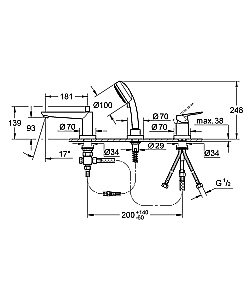 Смеситель для ванны Grohe BauEdge 2511700A хром купить в интернет-магазине сантехники Sanbest